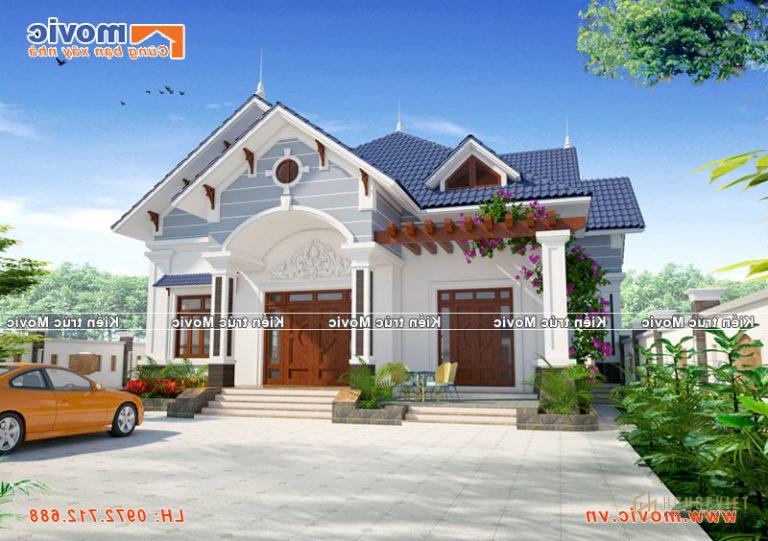 Mẫu biệt thự đẹp 1 tầng 6 phòng ngủ mái thái hiện đại - BT 1756