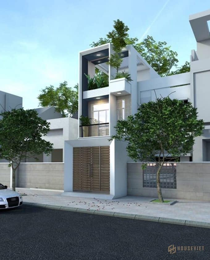 Nhà ống 4m x 16m 2 tầng 1 tum có sân vườn