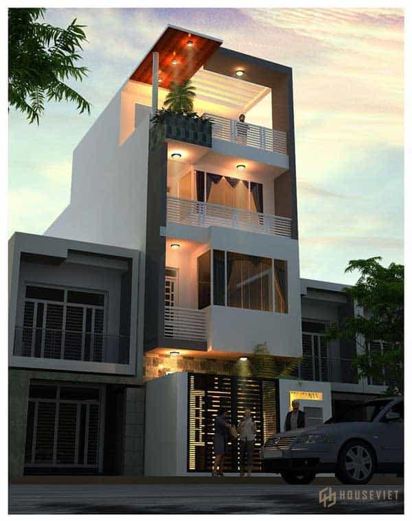 Thiết kế 3 tầng 1 tum với mục đích chính là tạo không gian nghỉ ngơi.