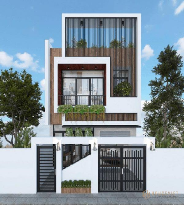 Mẫu thiết kế nhà 2 tầng 1 tum hiện đại