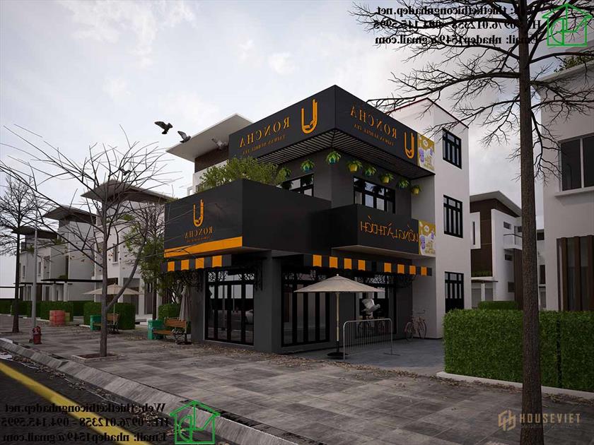 Quán trà sữa Roncha 2 mặt tiền.