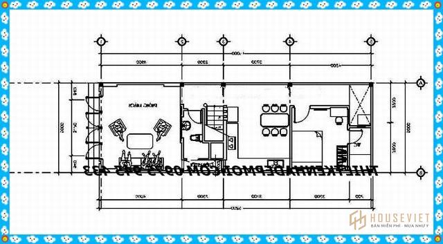 Mặt bằng nội thất tầng trệt mẫu nhà phố đơn giản mà đẹp 1 trệt 1 lầu 5x20