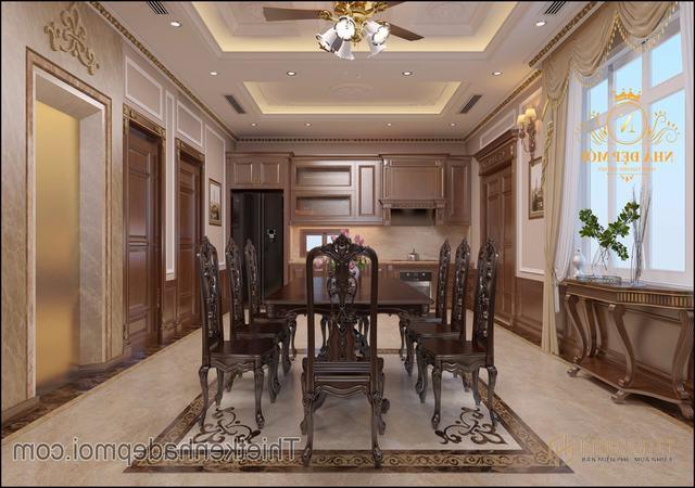 Phòng ăn gỗ biệt thự đẹp 2021