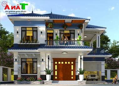 Mẫu biệt thự vườn mái thái 2 tầng tại TP Vinh - Nghệ An MS: D110