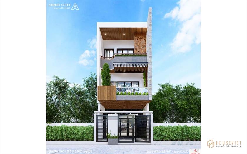 Mẫu nhà 3 tầng kết hợp không gian xanh