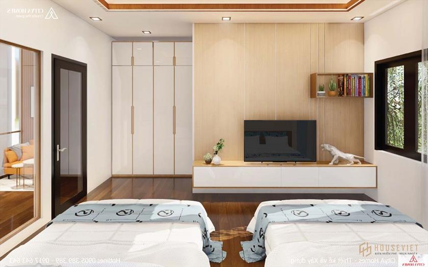 Phòng ngủ được thiết kế một giường đôi