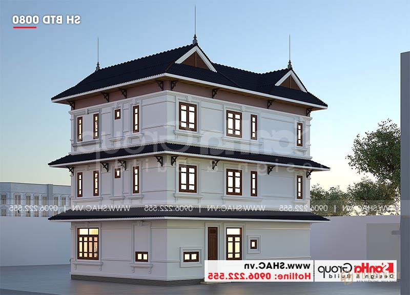 Thiết kế mặt sau của biệt thự 3 tầng