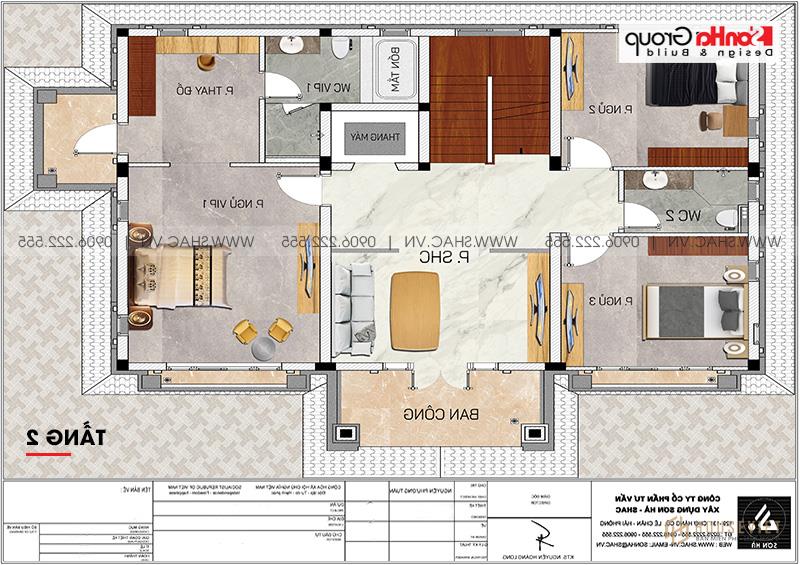 Bản vẽ mặt bằng tầng 2