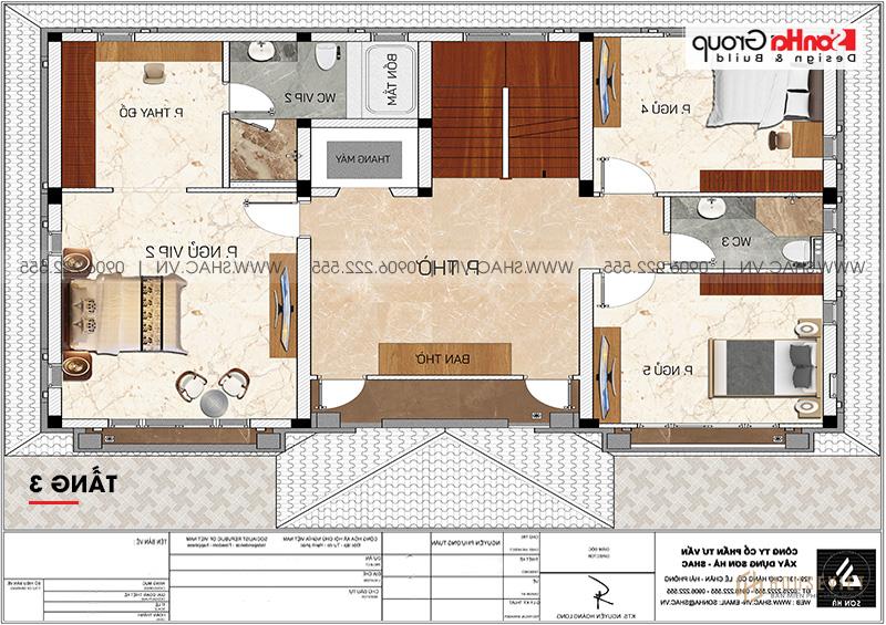 Bản vẽ mặt bằng công năng tầng 3