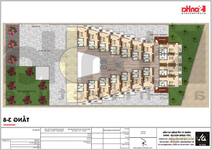 Công năng sử dụng tầng 3 đến tầng 8 khách sạn 4 sao tân cổ điển tại Phú Quốc