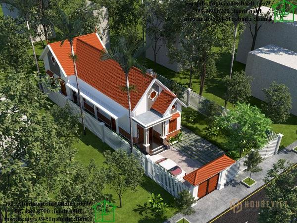 Phối cảnh mẫu nhà cấp 4 hiện đại 600 triệu mái thái NDNC462.