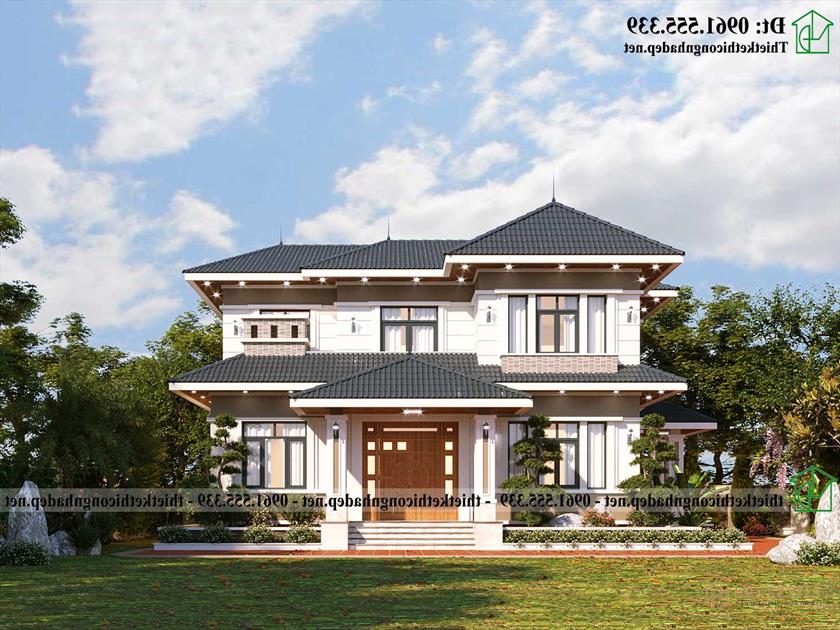 Biệt thự 2 tầng mái thái 4 phòng ngủ 14x10m tại Phú Thọ NDBT2T128