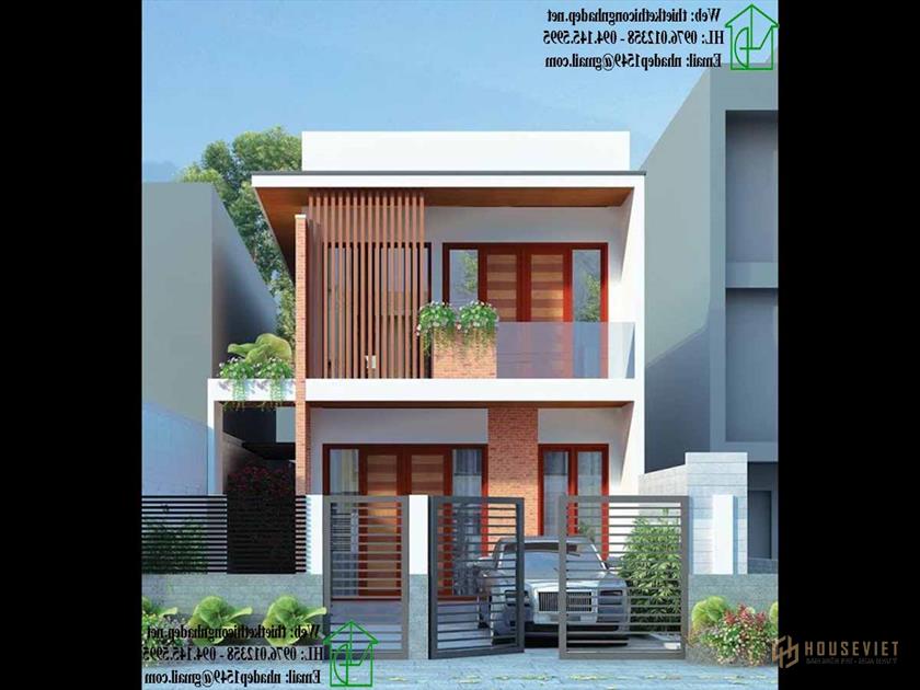 Nhà phố 2 tầng với gam màu ấn tượng.