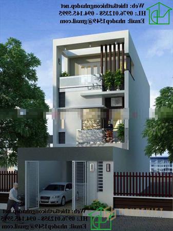 Nhà phố mái bằng hiện đại.