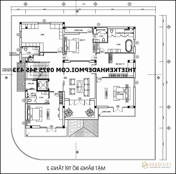 thiet ke biet thu 3 tang dep 2 mat tien mb2