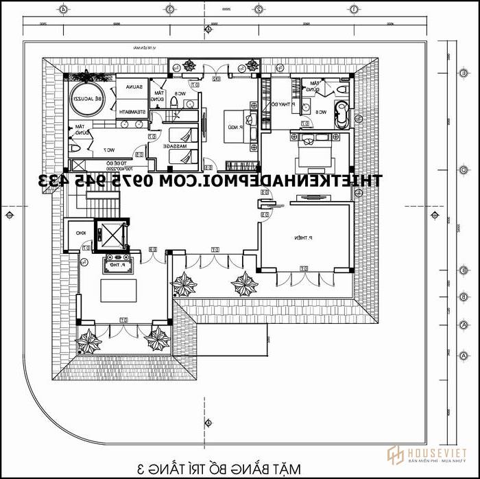 mat bang biet thu hien dai 3 tang 400m2 tang 3 dao rong