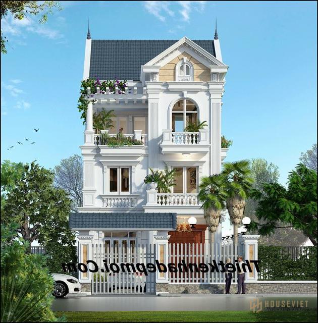Bản vẽ biệt thự 3 tầng mặt tiền 8m