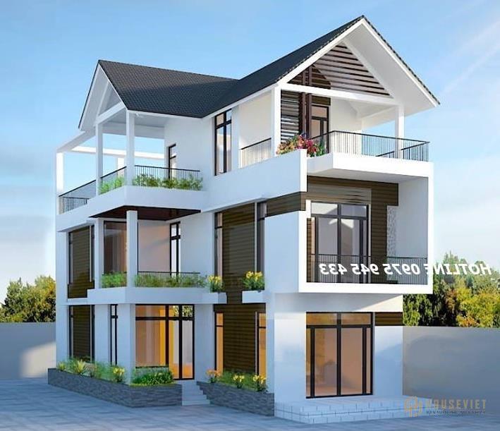 biệt thự chữ L 3 tầng mái thái