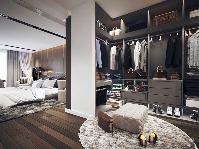 Phòng ngủ rộng rãi với không gian thay đồ riêng thoải mái