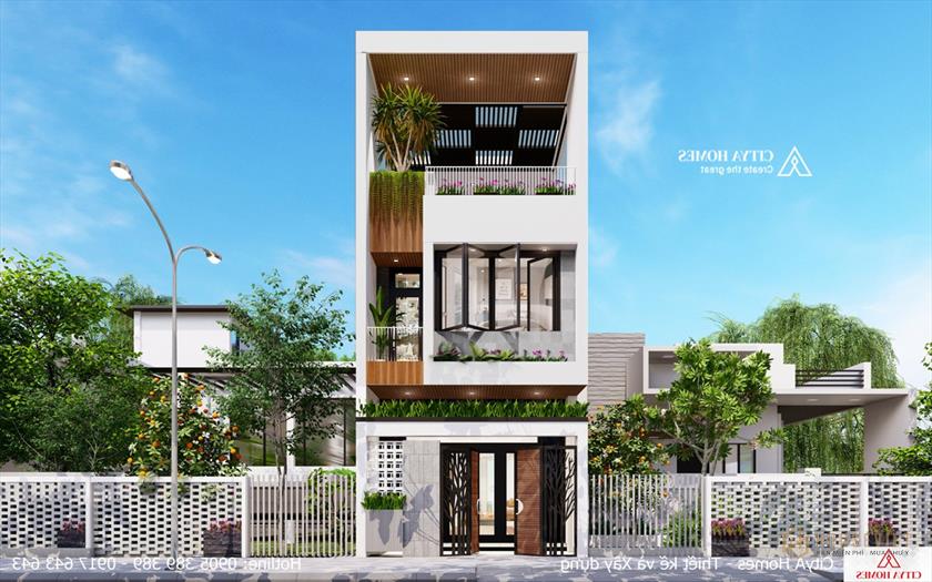 Nhà mặt tiền 2 tầng 1 tum được giới trẻ yêu thích