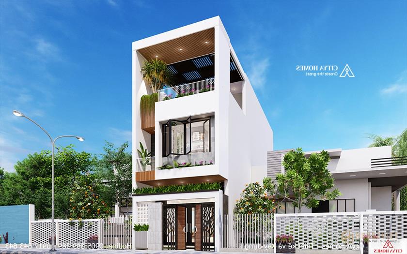 Mẫu nhà 2 tầng 1 tum đẹp nhất năm 2021