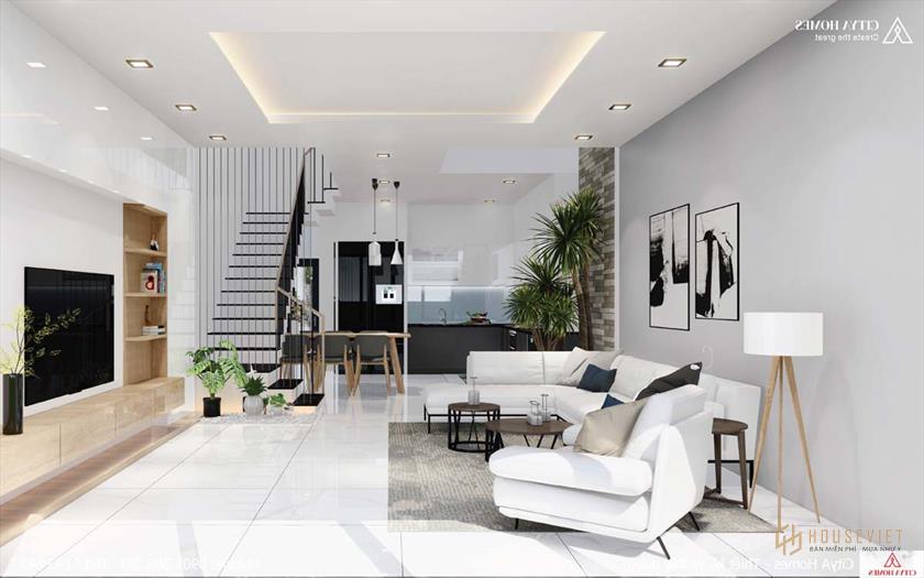 Phòng khách liên thông với phòng bếp