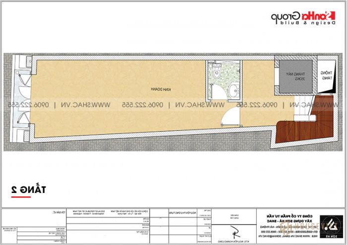 Bản vẽ mặt bằng công năng chi tiết tầng 2 mẫu nhà tân cổ điển mặt tiền 3,99m dài 14m tại Hải Phòng 