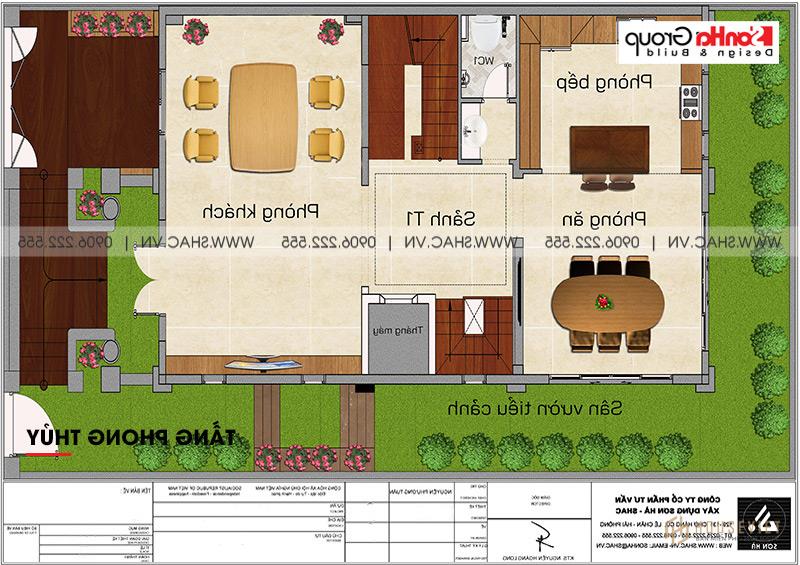 Bản vẽ mặt bằng phong thủy của biệt thự tân cổ điển tại Sài Gòn 