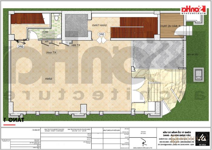 Công năng mặt bằng tầng 1 khách sạn 3 sao tân cổ điển kết hợp căn hộ cho thuê 