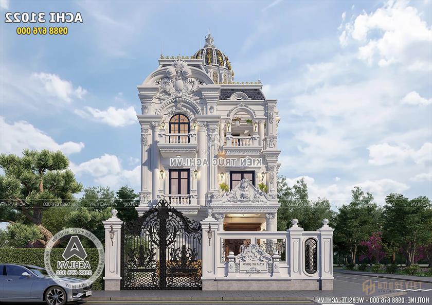 Không gian mặt tiền của mẫu biệt thự tân cổ điển đẹp tại Long An