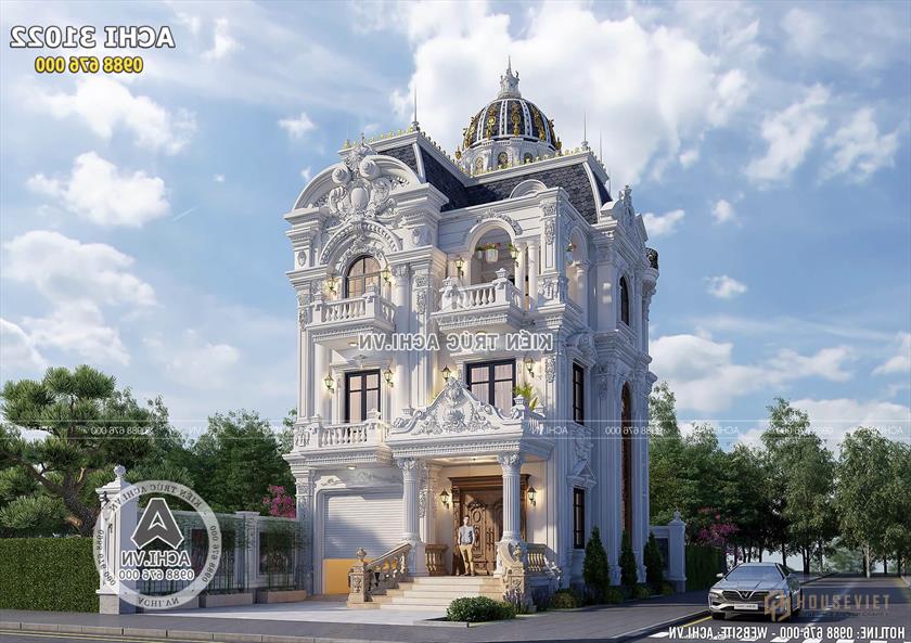 Không gian ngoại thất đẹp hút mọi ánh nhìn của ngôi biệt thự Pháp 3 tầng mặt tiền 10m