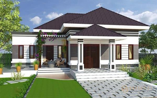 Mẫu nhà cấp 4 mái thái 3 phòng ngủ được thiết kế đơn giản nhưng hiện đại