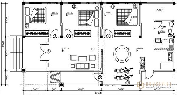 Bản vẽ thiết kế nhà 1 trệt 1 lầu công năng hiệu quả