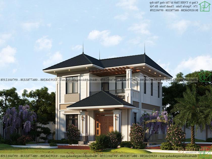 Mẫu biệt thự mái thái hiện đại 2 tầng kiểu Nhật NDBT2T104