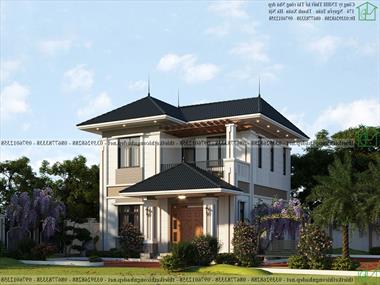 Mẫu thiết kế nhà 2 tầng 9x11m mái thái ở Thái Bình NDBT2T104