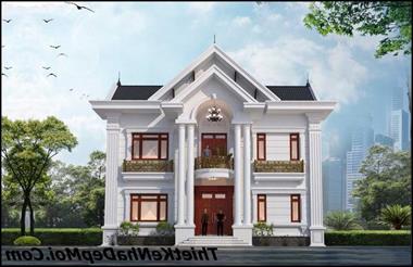 Mẫu nhà tân cổ điển đẹp 2 tầng mặt tiền rộng 12m sâu 8m anh Định