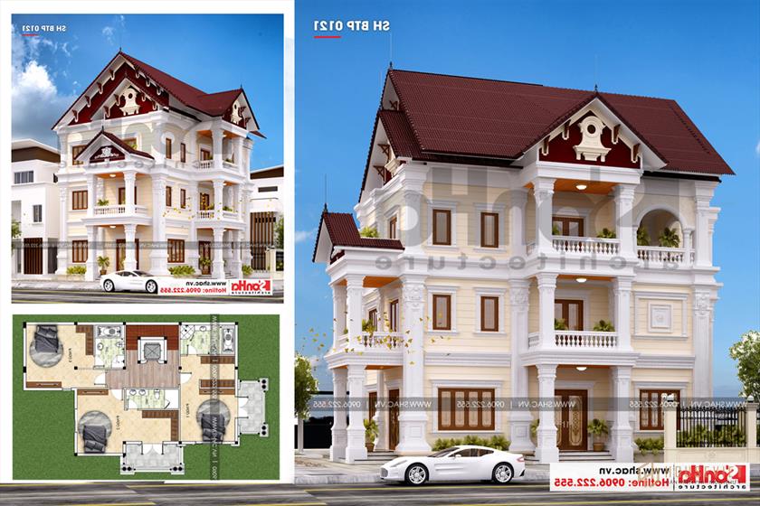 Biệt thự kiểu Pháp 3 tầng rộng 200m2