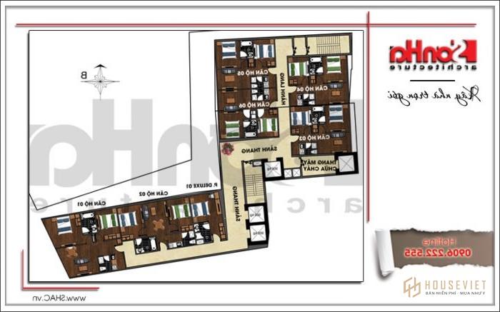 Mặt bằng công năng tầng 12 khách sạn hiện đại tại Đà Nẵng SH KS 0038