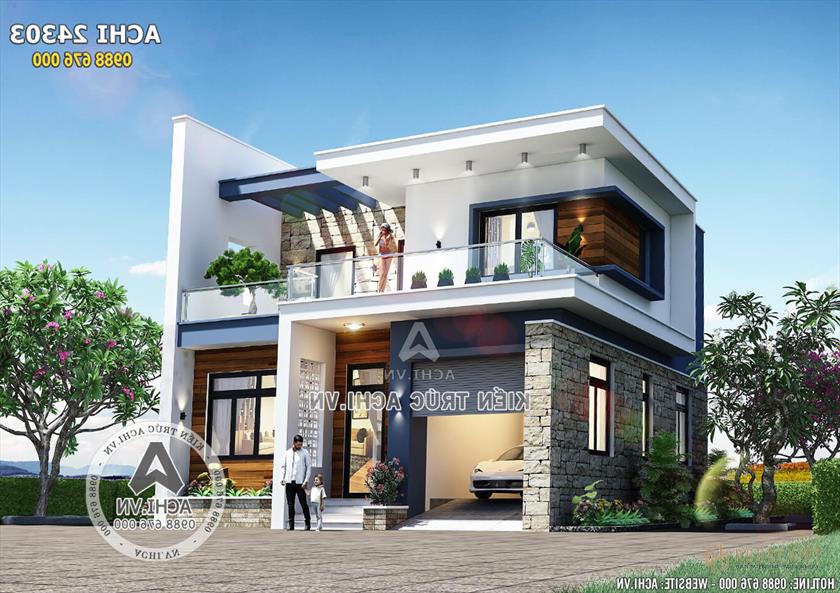Phối cảnh đẹp mẫu nhà 2 tầng hiện đại đơn giản 600 triệu - Mã số: ACHI 24303