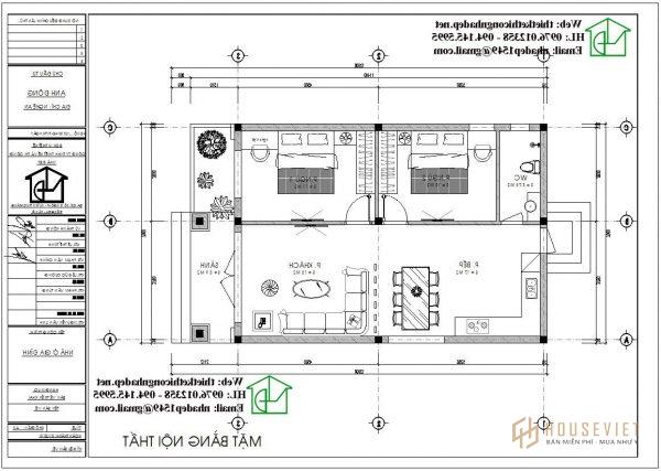 Phương án nội thất mẫu nhà cấp 4 70m2 NDNC474