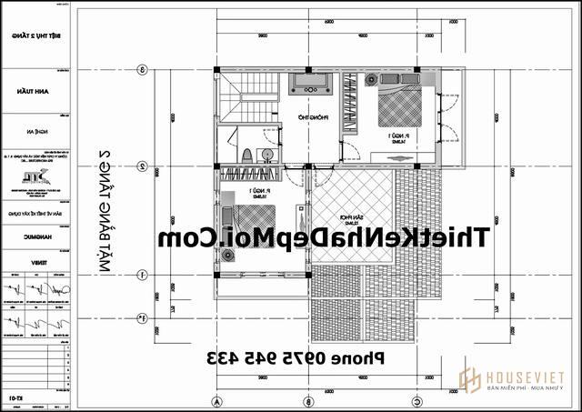 Mặt bằng công năng biệt thự vườn 2 tầng hiện đại anh Tuấn diện tích 90m2