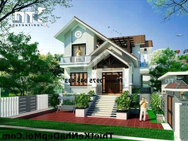 Bản vẽ biệt thự 2 tầng 90m2 mái thái mời các bạn xem và lựa chọn