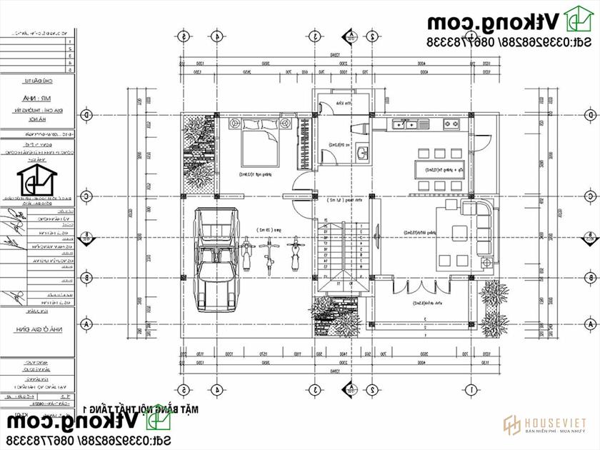 Bản vẽ chi tiết mặt bằng nội thất tầng 1.