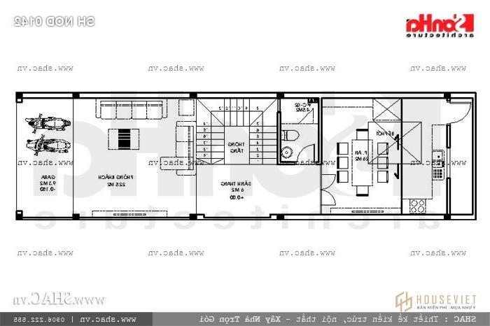 Bản vẽ mặt bằng tầng 1 sh gật 0142