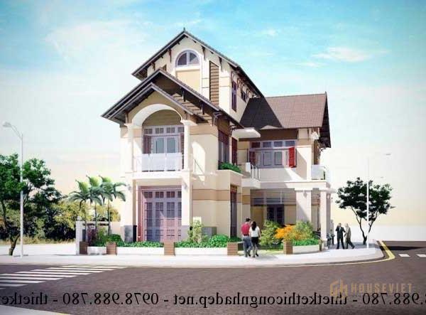 Khám phá mẫu biệt thự 3 tầng mái thái hình chữ L 10x16m