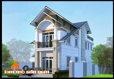 Mẫu nhà phố 2 tầng mái thái mặt tiền 5m có sân thượng.