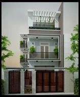 Mẫu nhà phố 3 tầng 6,5x17m mái xéo phong cách hiện đại