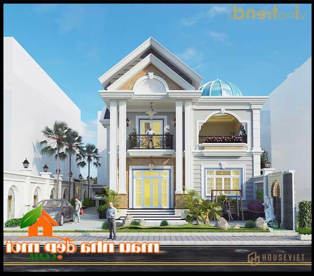 Mẫu thiết kế biệt thự mái thái 2 tầng 120m2 có sân vườn