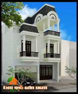 Mẫu nhà đẹp 2 tầng mặt tiền 9m phong cách Tân cổ điển