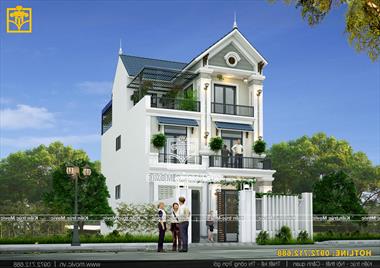 Mẫu biệt thự 3 tầng mái thái đẹp mặt tiền 8m - MB20305